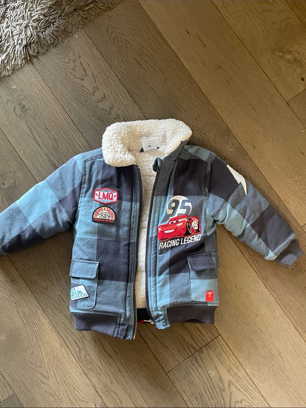 Disney Blue Plaid 'Racing Legend' Sherpa Jacket